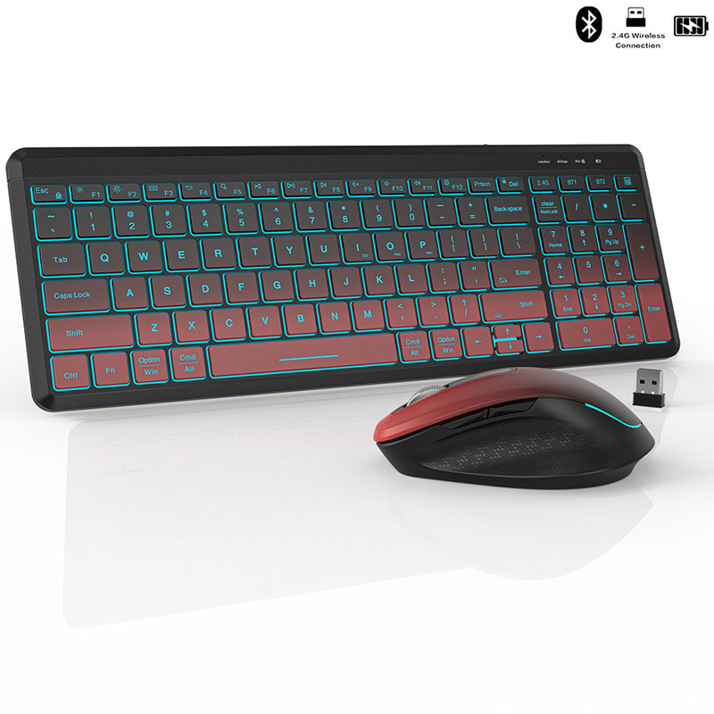 Gaming Keyboard And Mouse Combo Wireless - لوحة مفاتيح لاسلكية صامتة بألوان خلفية