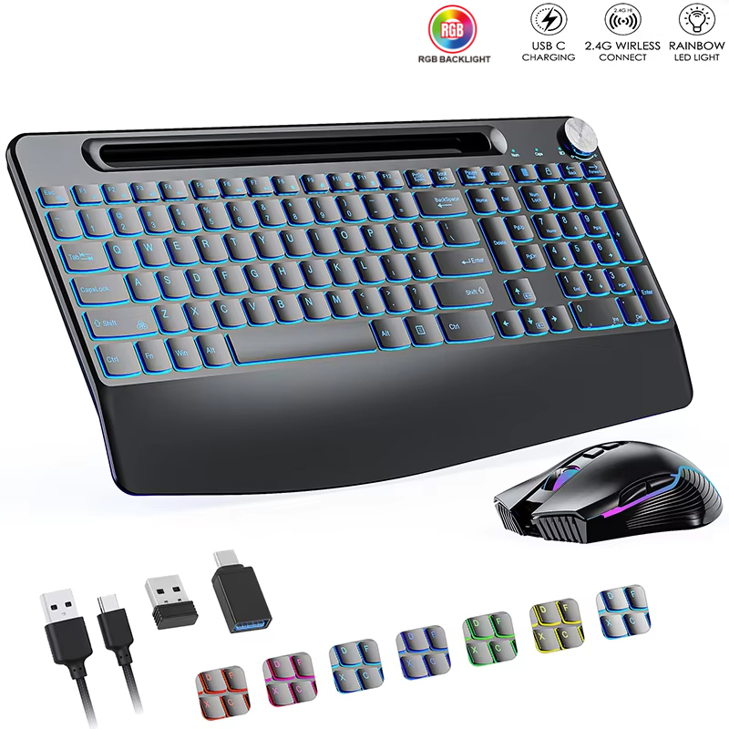 Gaming Keyboard And Mouse Set - مجموعة ماوس لوحة مفاتيح لاسلكية 2.4G&Type-C