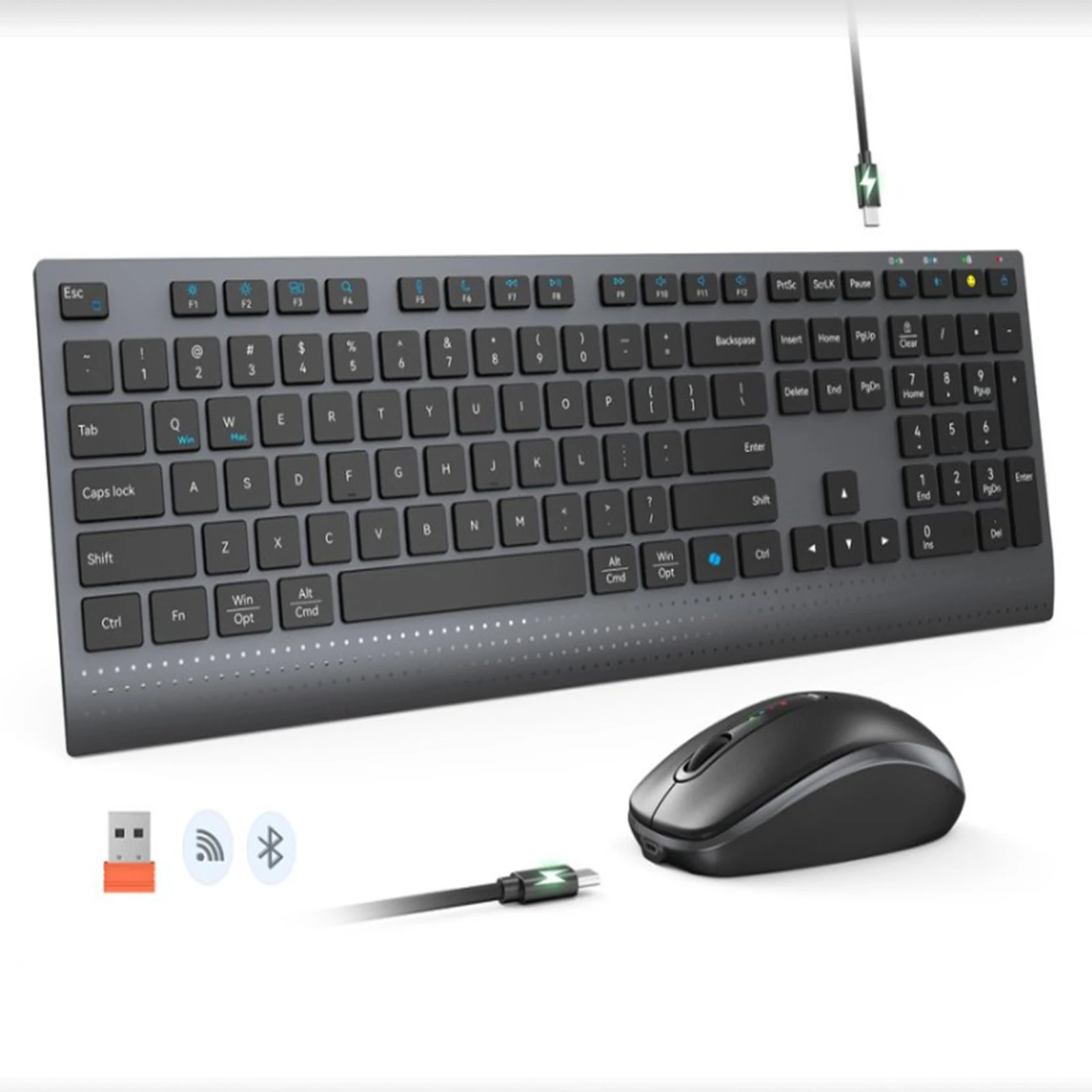 Gaming Keyboard And Mouse Combo Wireless - 2.4G بلوتوث ثنائي الوضع لوحة المفاتيح