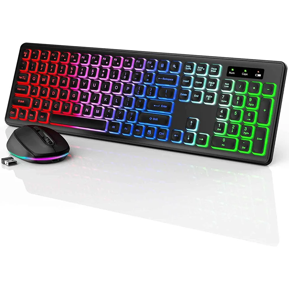 Gaming Keyboard And Mouse Combo Wireless - مجموعة لوحة مفاتيح وماوس لاسلكية بإضاءة