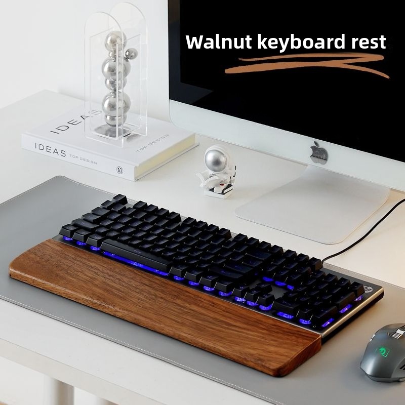 Gaming Keyboard Tactile - لوحة المفاتيح الخشبية الصلبة مسند راحة
