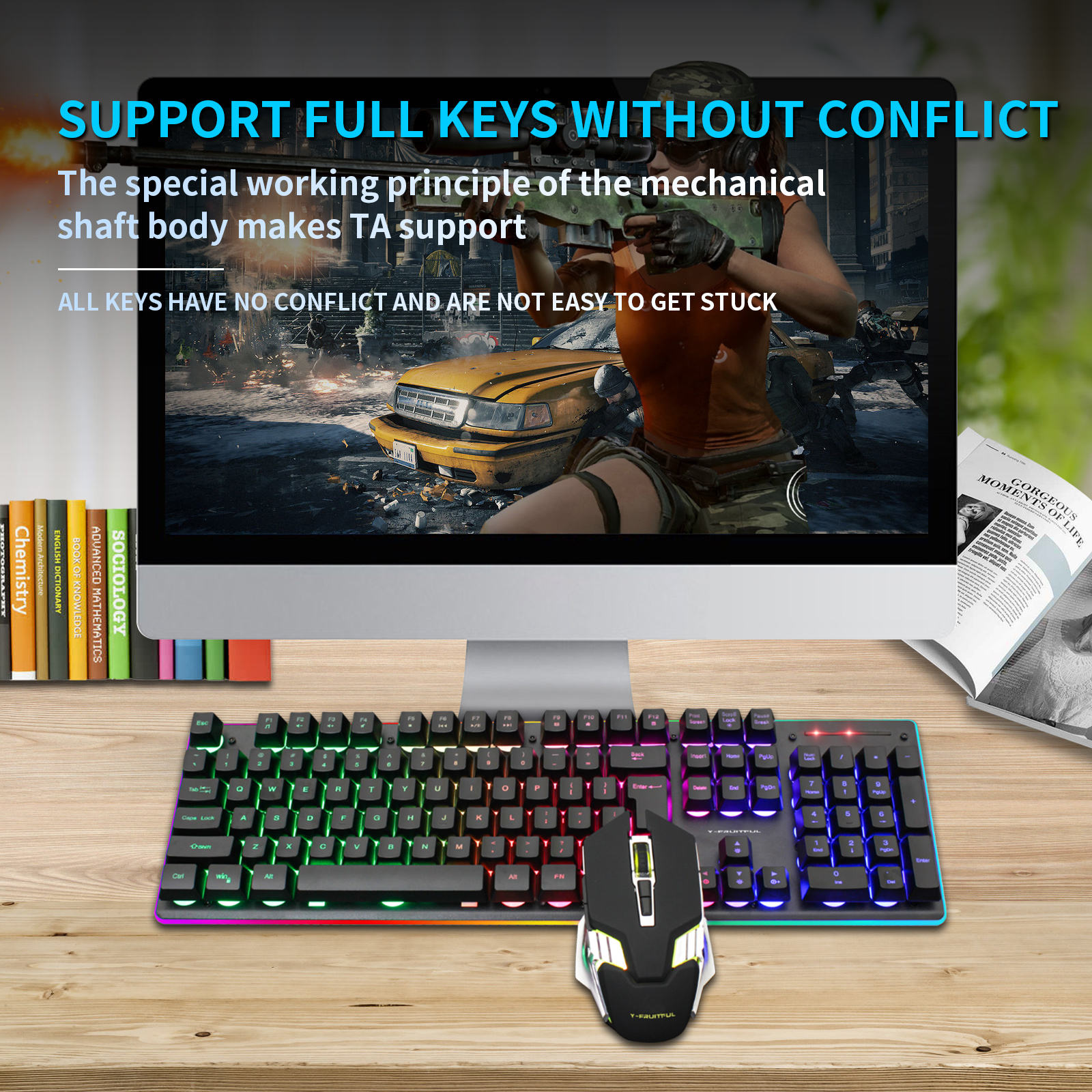104 مفاتيح RGB كمبيوتر لاسلكي  - مراجعة Gaming Keyboard And Mouse Combo Wireless وسعره