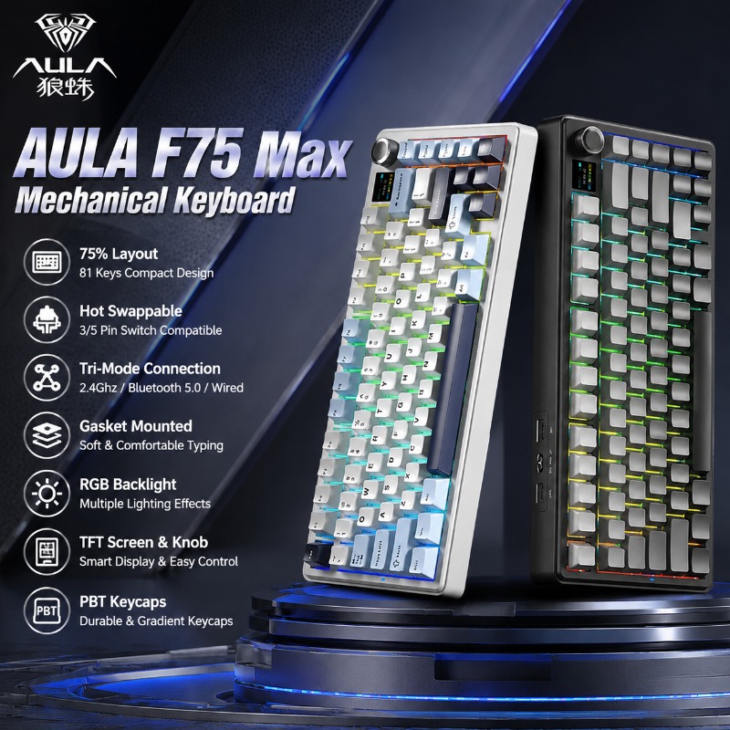 لوحة مفاتيح ميكانيكية AULA F75 - مراجعة Gaming Keyboard He وسعره