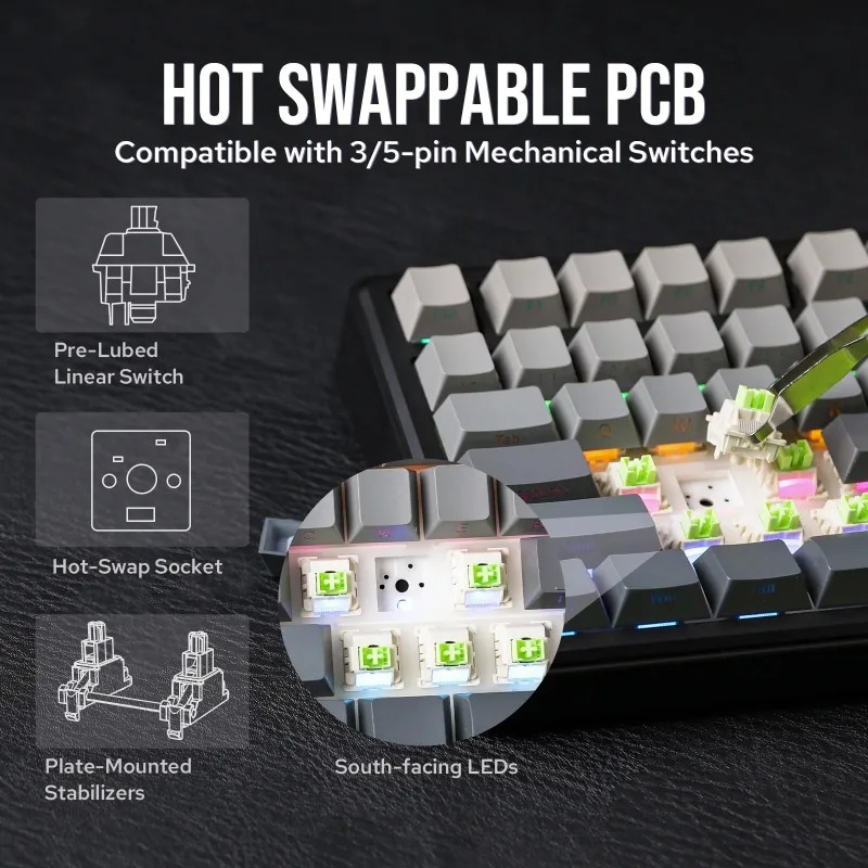 لوحة مفاتيح ميكانيكية AULA F75 - مراجعة Gaming Keyboard He وسعره
