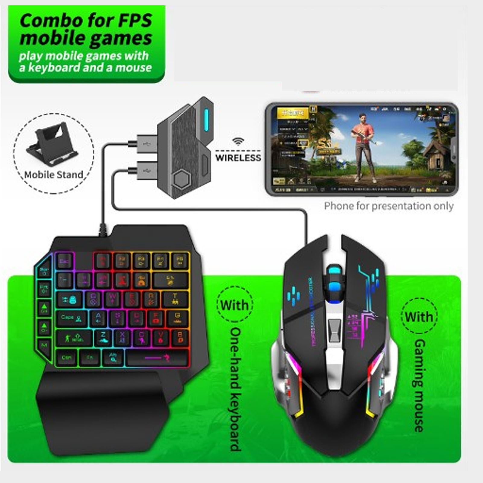 مجموعة محول لوحة مفاتيح وفأرة، - مراجعة Gaming Keyboard And Mouse Set وسعره