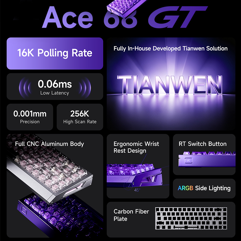 لوحة مفاتيح ألعاب MCHOSE Ace 6 - مراجعة Aluminum Case 65 وسعره